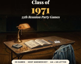 Class of 1971 Reunion Games | 55th Class Reunion Party Pack, 20 Printable Reunion Trivia Games (Digital Download)