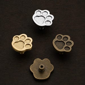 Cat Paw Cabinet Knob, Zinc Alloy Drawer Handle, Kids Room Pull, Antique Brass Gold Silver