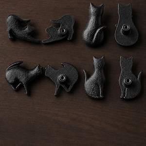 Tiradores de hierro fundido con forma de gato negro para armarios, pomos de estilo vintage para cajones, tiradores de muebles con forma de animales.