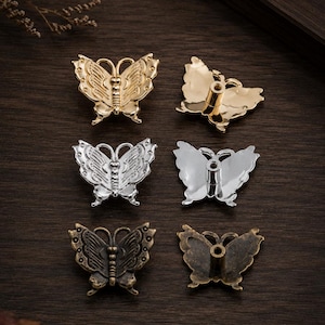 Antique Butterfly Cabinet Knob, Vintage Animal Drawer Pull, Single Hole Handle, Brass Silver Gold