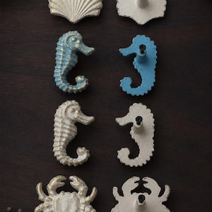 Mediterranean Ocean Cabinet Knob, Vintage-Style Shell Seahorse Crab Starfish Drawer Pull, Coastal Wardrobe Handle, Nautical Decor