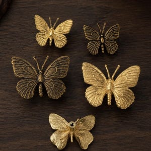 Tirador de armario de latón antiguo con forma de mariposa, tirador de cajón de un solo orificio, tirador de decoración inspirada en la naturaleza.