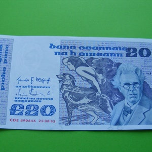 1983 Irish Twenty Pounds Banknote Irland W.B. Yeats Old 20 Notenpapier Geld währung