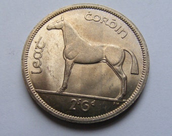 1967 Irish Half Crown Coin Old Ireland 1/2c Last Year Issued Superb High Grade With Mint Luster