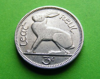 1928 Ireland Threepence Old Irish 3d Coin First Year Minted