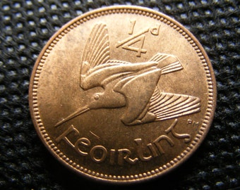 1953 Ireland Farthing Coin Old Irish 1/4d Scarce High Grade Mint Luster