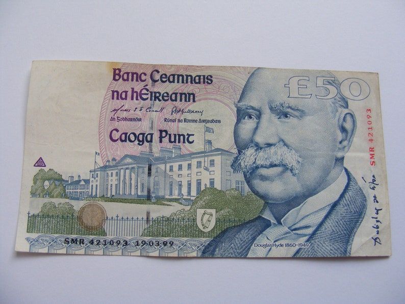 1999 Irish Fifty Pound Banknote Old Ireland 50 Paper Money Etsy
