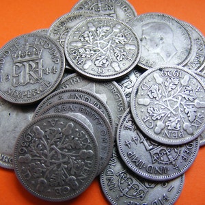 Authentique pièce de mariage en argent de six pence, ancienne originale
