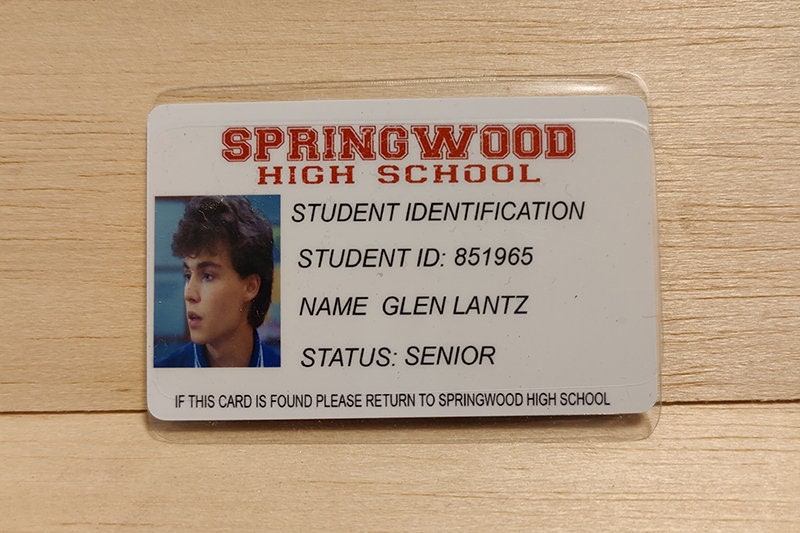 Nightmare on Elm Street Glen Lantz Springwood High School ID Card