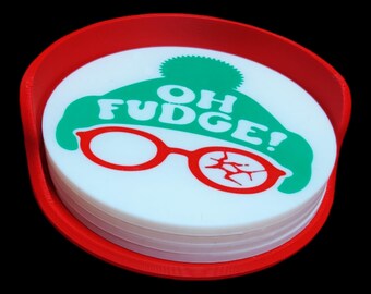 3D-Printed A Christmas Story-inspired “OH Fudge Coaster Set (Set of 4)