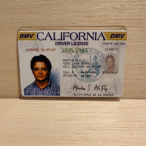 Back To The Future Marty McFly novelty driver&#39;s license ID Card