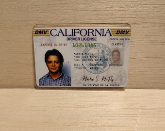 Back To The Future Marty McFly novelty driver's license ID Card