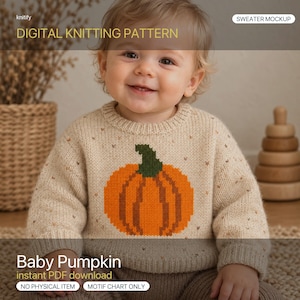 Schema PDF per lavoro a maglia a colori "Baby Pumpkin", tabella punti 26 x 35