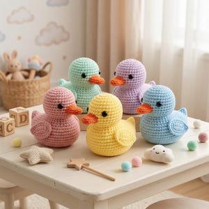 Modèle de canard amigurumi au crochet, peluche pastel (téléchargement numérique)