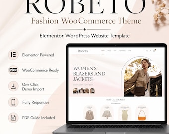 Luxury Boutique Website Theme, Elementor Fashion Store Template, WooCommerce Design