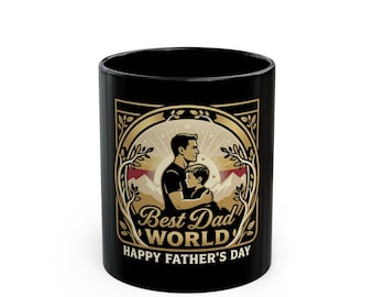 Black Ceramic Mug, Dad Happy Fathers Day Gift, Gift from Son Daughter