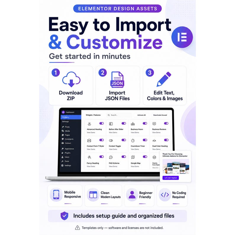 50+ Elementor Website Sections Pack | WordPress Templates (Digital Download) image 3