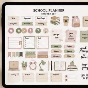Cute School Planner Stickers | Digital Planner Stickers | GoodNotes & Notability | Study Stickers | PNG Download