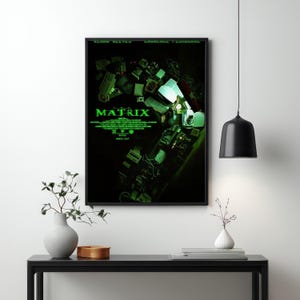 Matrix Inspired Poster, Sci Fi Wall Art, Cyberpunk Movie Print, Green Code Bedroom Decor, Futuristic Fan Gift Wall Poster