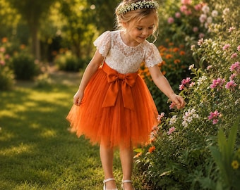 Round Neck Lace Flower Girl Dress, Open Back Wedding Dress for Girls, Birthday Party Dress, Junior Bridesmaid Dress, Girls Formal Dress