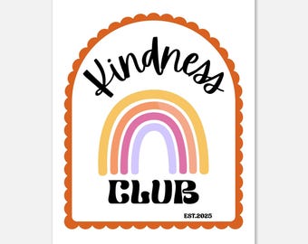 Poster Retro Rainbow del Kindness Club – Stampa opaca con palette arancione