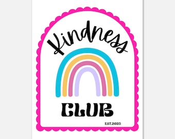 Poster del Club della Gentilezza – Decorazione murale per l'aula con l'arcobaleno (carta opaca)