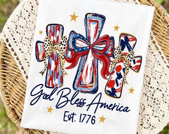 Dio benedica l'America PNG, design patriottico con arco e balestra, maglietta grafica cristiana per il 4 luglio, sublimazione con fede USA