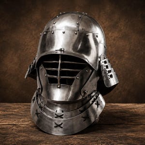 Medieval Knight , Steel Bascinet Helmet, Barred Visor , LARP Armor, SCA Buhurt Helmet, Gothic  Gift