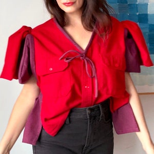 Romantic Red UP-cycled Flannels Blouse image 2