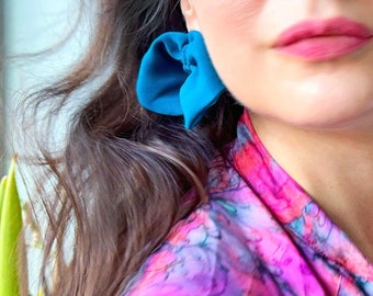 UPcycled Blue Silk Crepe Earrings