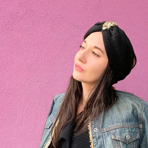 Cozy Wool Black Sequin Headband from Recycled materials image 5