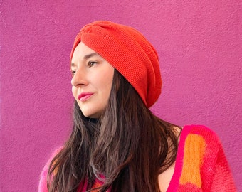 Lux Orange Cotton & Cashmere Headband - from Recycled Materials