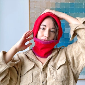 Red Recycled Cashmere Balaclava image 1