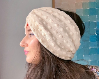 Recycled Cotton & Cashmere Cozy Headband, Ivory
