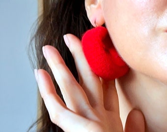 UPcycled Red Cashmere Earrings