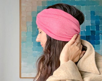 Pink Recycled Cotton & Merino Wool Headband