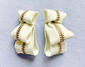 Hand-Stitched Recycled Zipper Earrings -  Recycled Materials