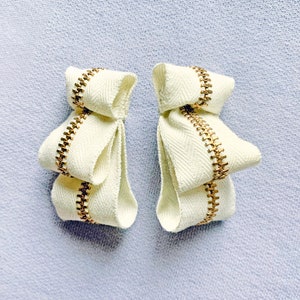 Hand-Stitched Recycled Zipper Earrings -  Recycled Materials