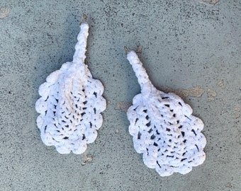 White Knit Earrings - recycled materials