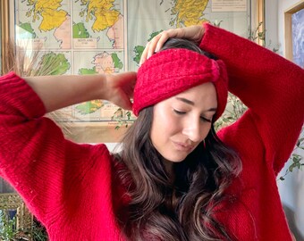 Red Recycled Cashmere Cozy Headband