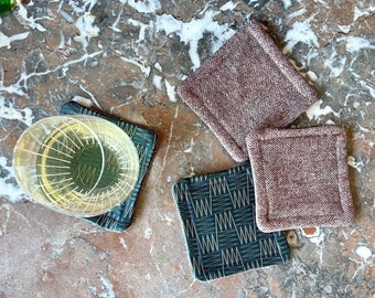 Fabric Coasters - Recycled Wool and Brocade