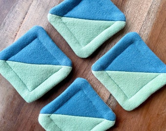 Geo Fabric Coasters - Laine bouillie recyclée et denim