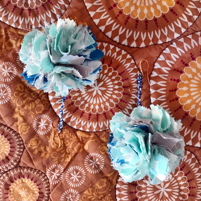 ReClaimed Fabric PomPom Earrings image 3