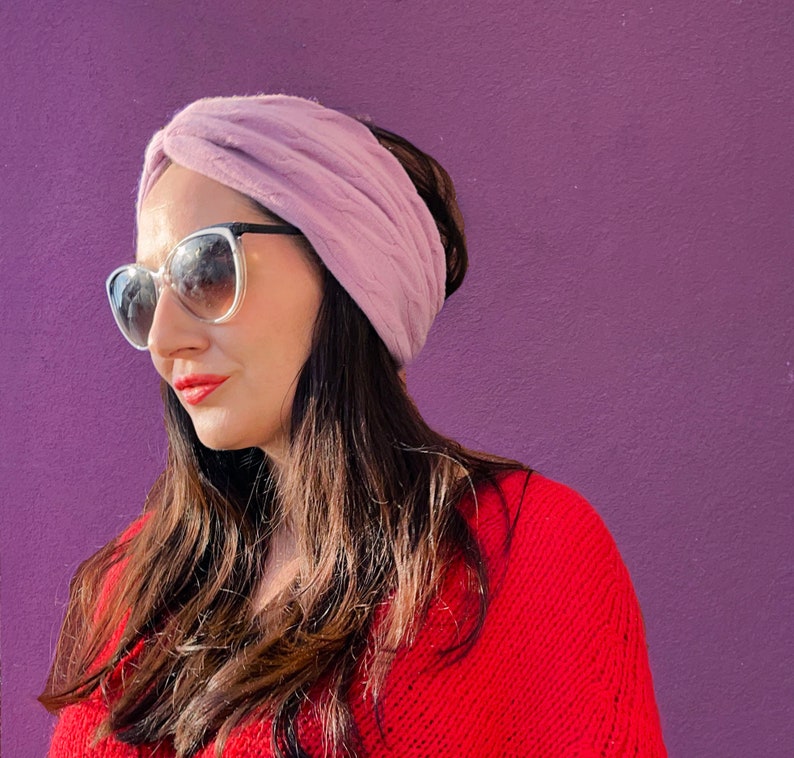 Cashmere Reversible Lavender Headband from Recycled materials image 3