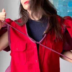 Romantic Red UP-cycled Flannels Blouse image 9