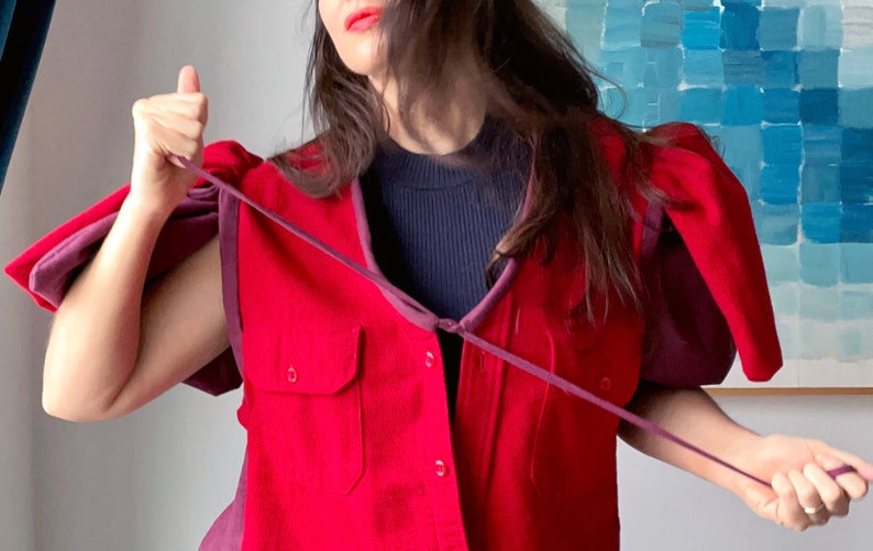 Romantic Red UP-cycled Flannels Blouse image 9