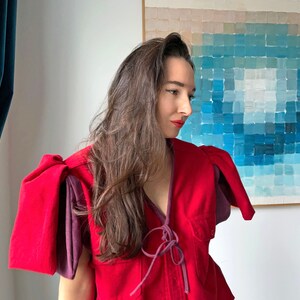 Romantic Red UP-cycled Flannels Blouse image 8