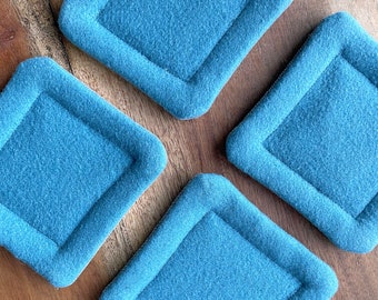 Blue Fabric Coasters - Recycled Boiled Wool and Denim