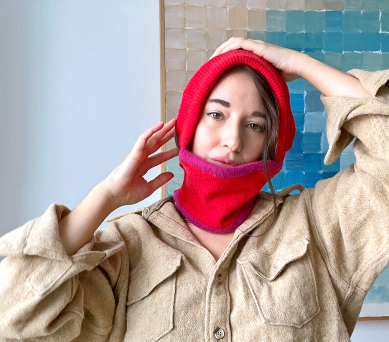 Red Recycled Cashmere Balaclava image 1