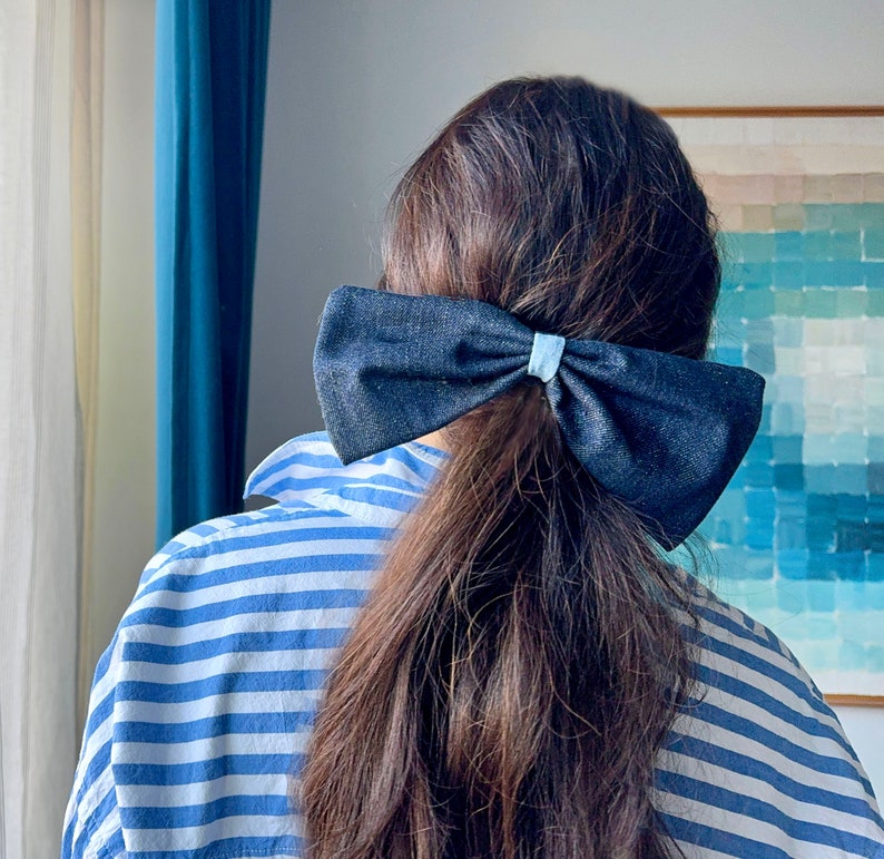 ReClaimed Denim Hair Bow image 6